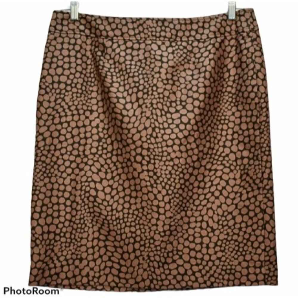 Women's  Loft Taupe Brown and Black Pebble Print Pencil Skirt 12